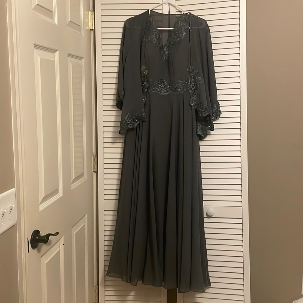 Mother of bride/groom dress. Worn once. Charcoal color with jacket.